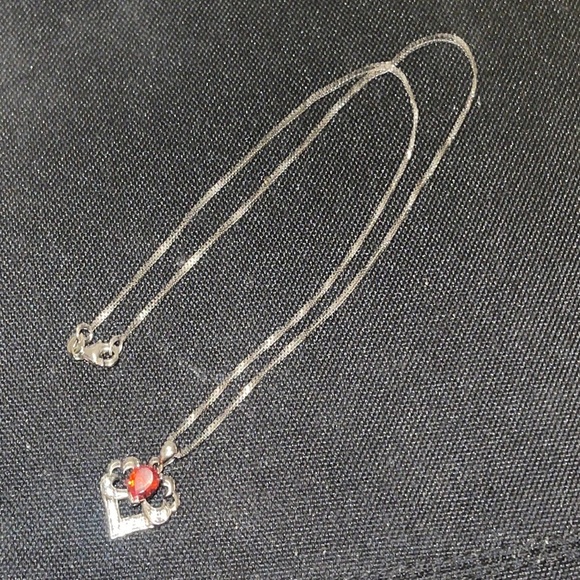 made in italy sterling silver 925 red stone necklace - Picture 4 of 5
